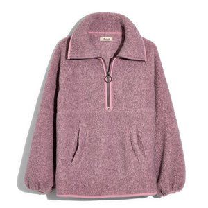 Madewell Pink Half-Zip Fleece Sweatshirt